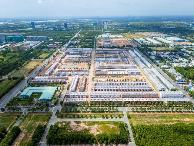 Toàn cảnh thực tế khu nhà ở Green City Bình Dương nhìn từ trên cao